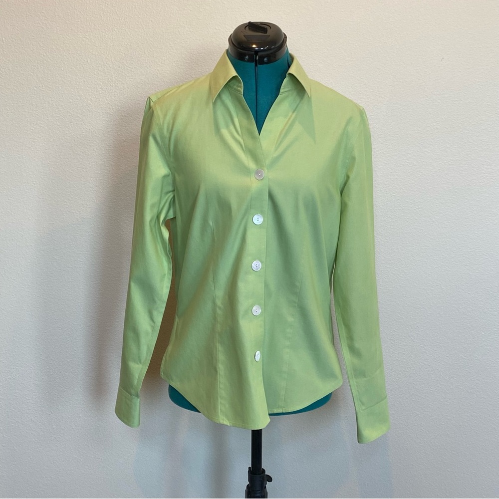 Coldwater Creek Green Long Sleeve Button Down Shirt 100% Cotton Size S